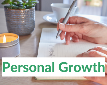 Personal Growth Category Thumbnail (close up of someone writing in a journal)