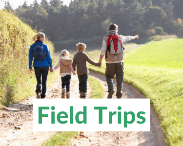 Field Trips Category Thumbnail (family walking on a trail)