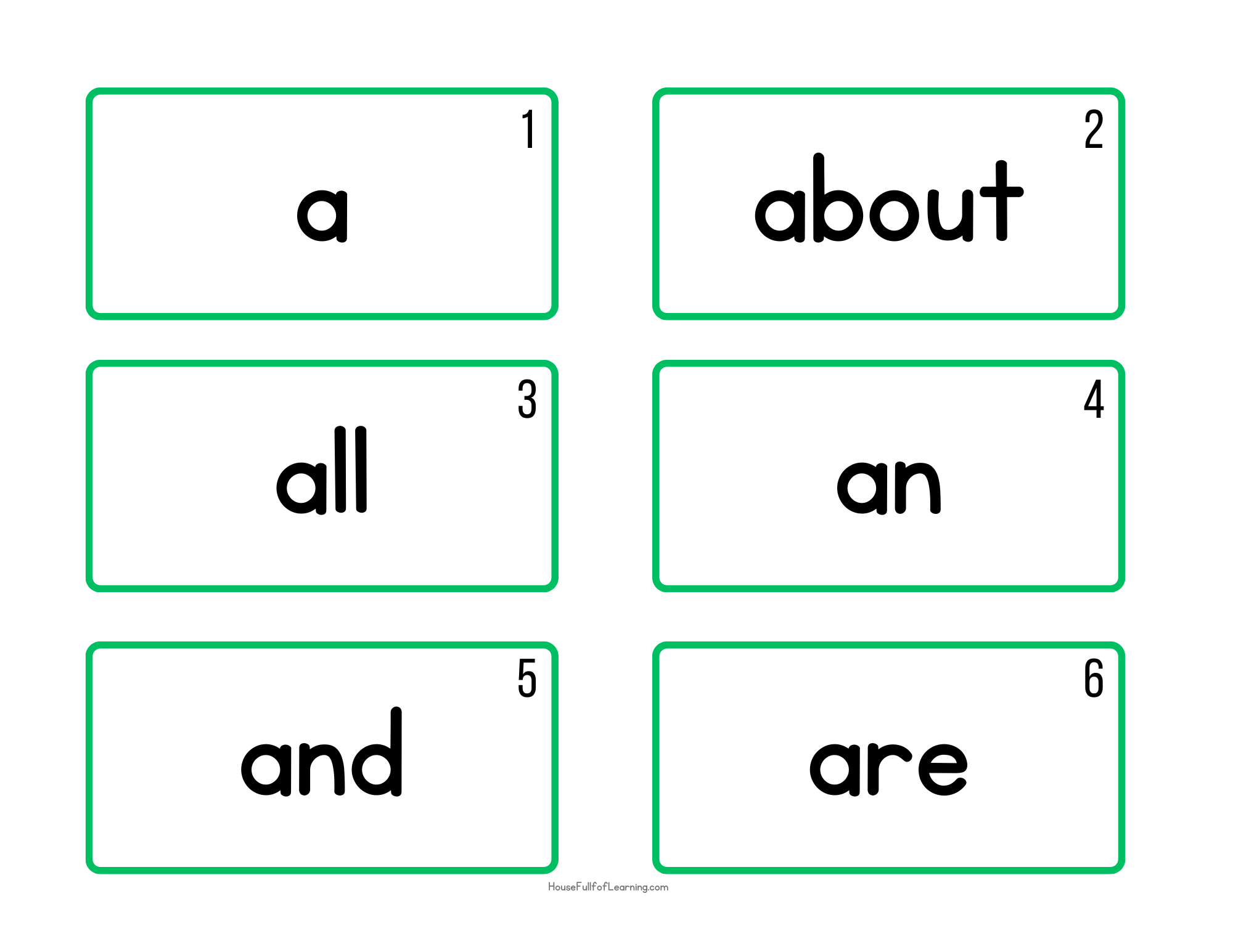 Free Printable Sight Word Flashcards - Fry's First 100 Words - House ...